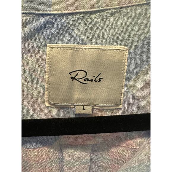 Rails Women’s Pink/Blue Charli Linen Blend Plaid Button Up LS Shirt Size L - Picture 7 of 10